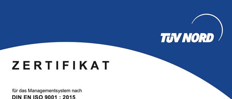 Zertifikat DIN EN ISO 9001 : 2015